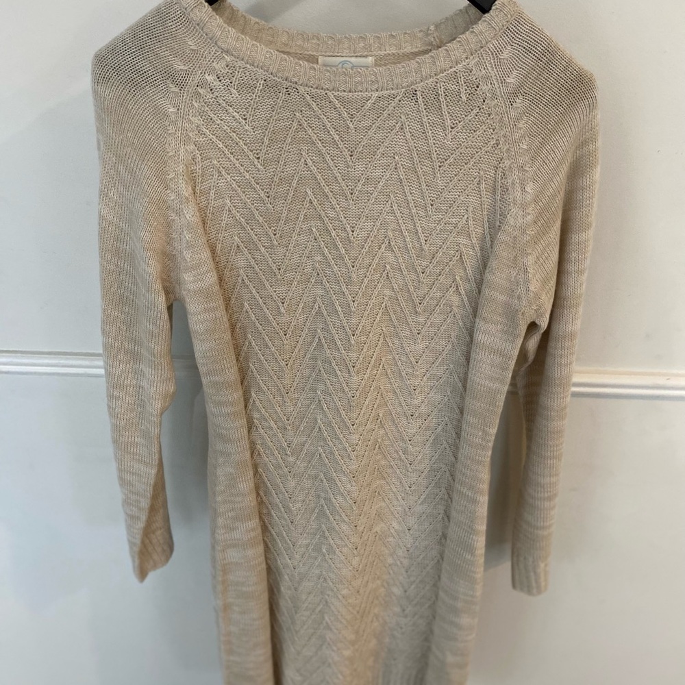Beige Knit Sweater Dress